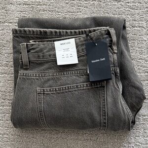 Massimo Dutti Wide Leg Jeans in Faded Gray-Brown